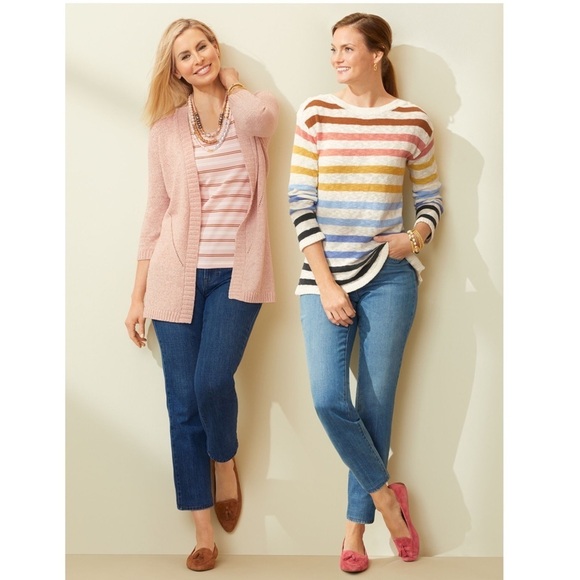 TALBOTS Mesh Open Front Cardigan in Pink - Picture 8 of 8